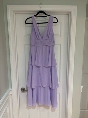 Lulu's Lavender Tiered V-Neck Maxi Dress